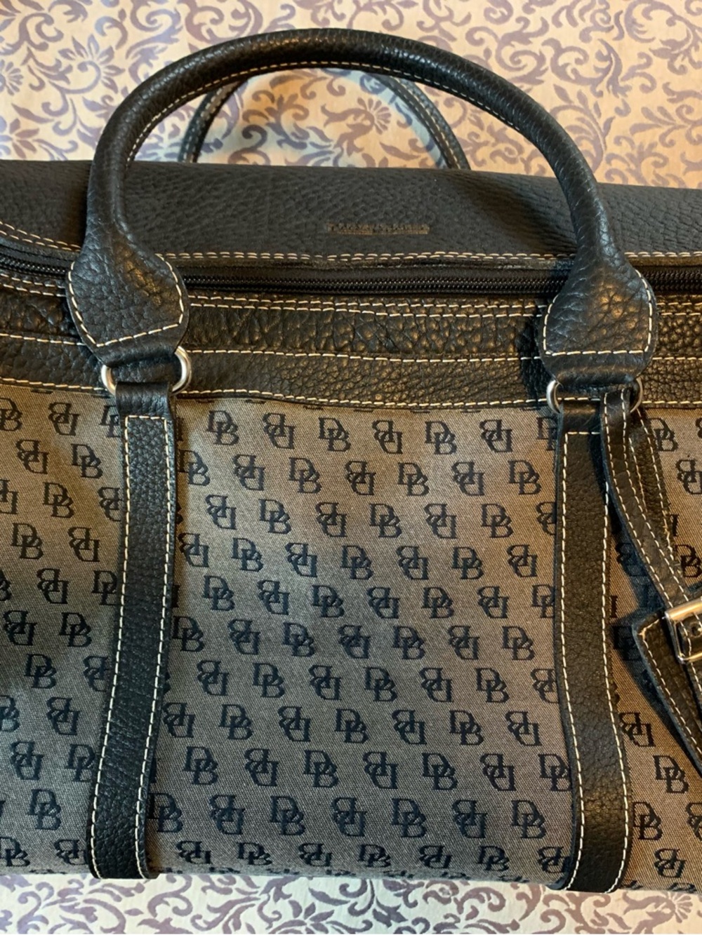 Dooney & Bourke Black & Taupe Monogram Pet Carrier